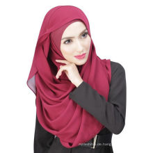 Sommer coole Dubai Volltonfarbe Chiffon muslimischen Hijab Cap und Schal twinset